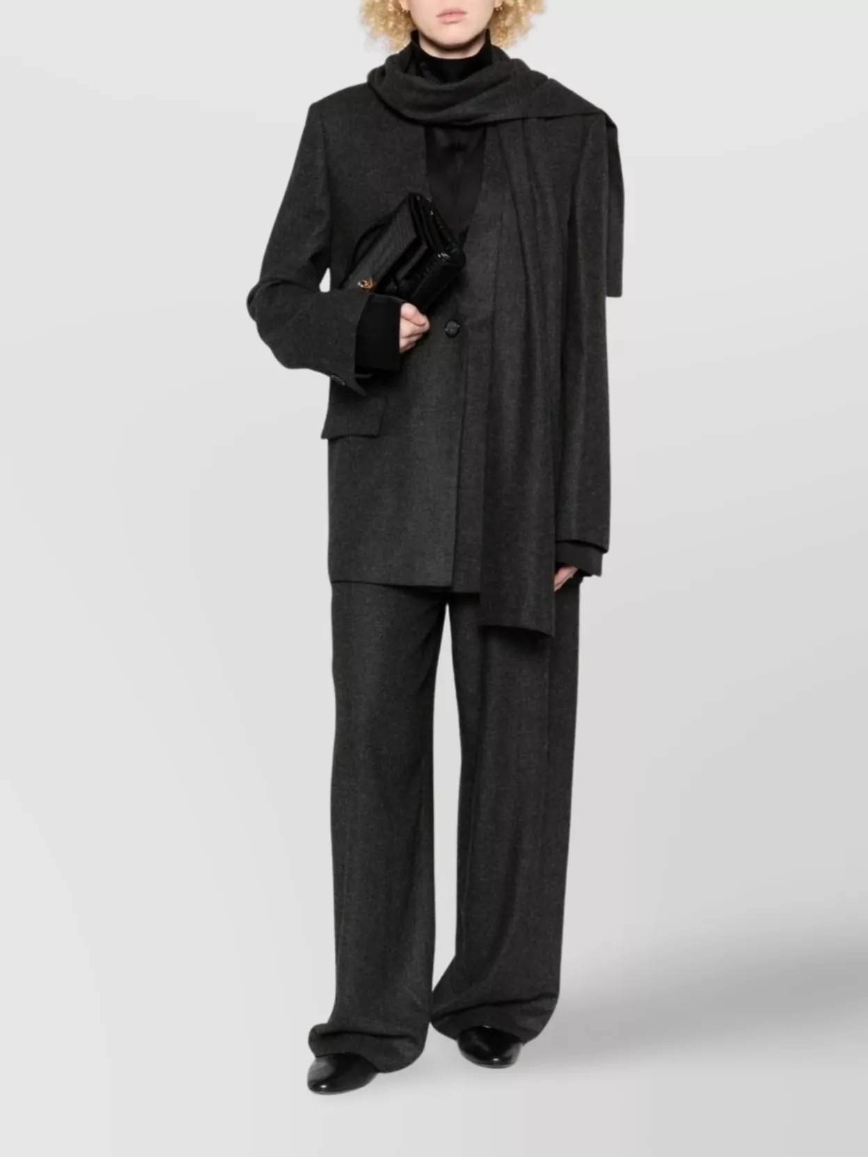 Totême Wide-leg Flannel Trousers Featuring Pockets In Black