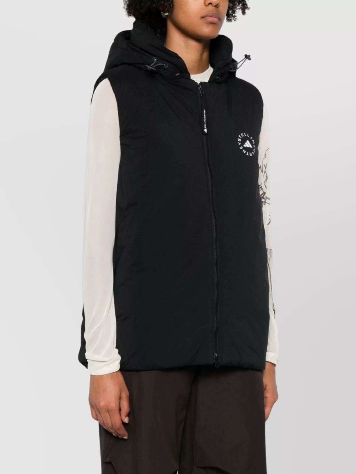 Adidas By Stella Mccartney Sleeveless Hooded Vest Side Pockets