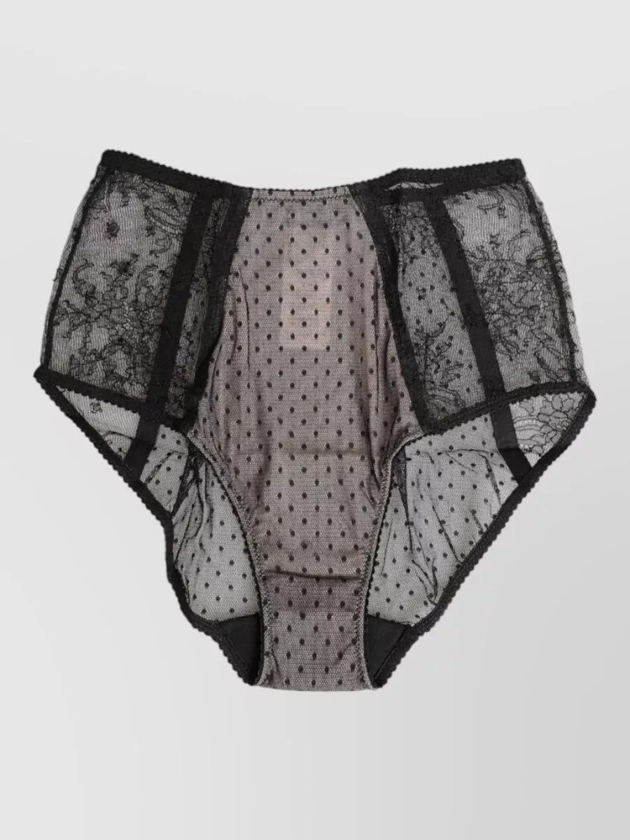 Dolce&Gabbana Sheer polka dot lace high-waist briefs