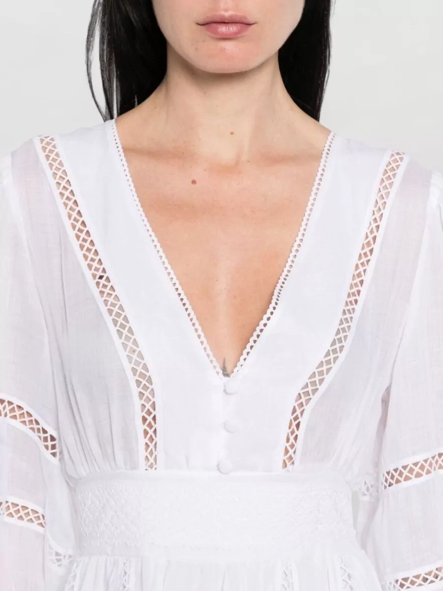 Ermanno Firenze V-Neck Three-Quarter-Sleeve Tiered Mini Dress