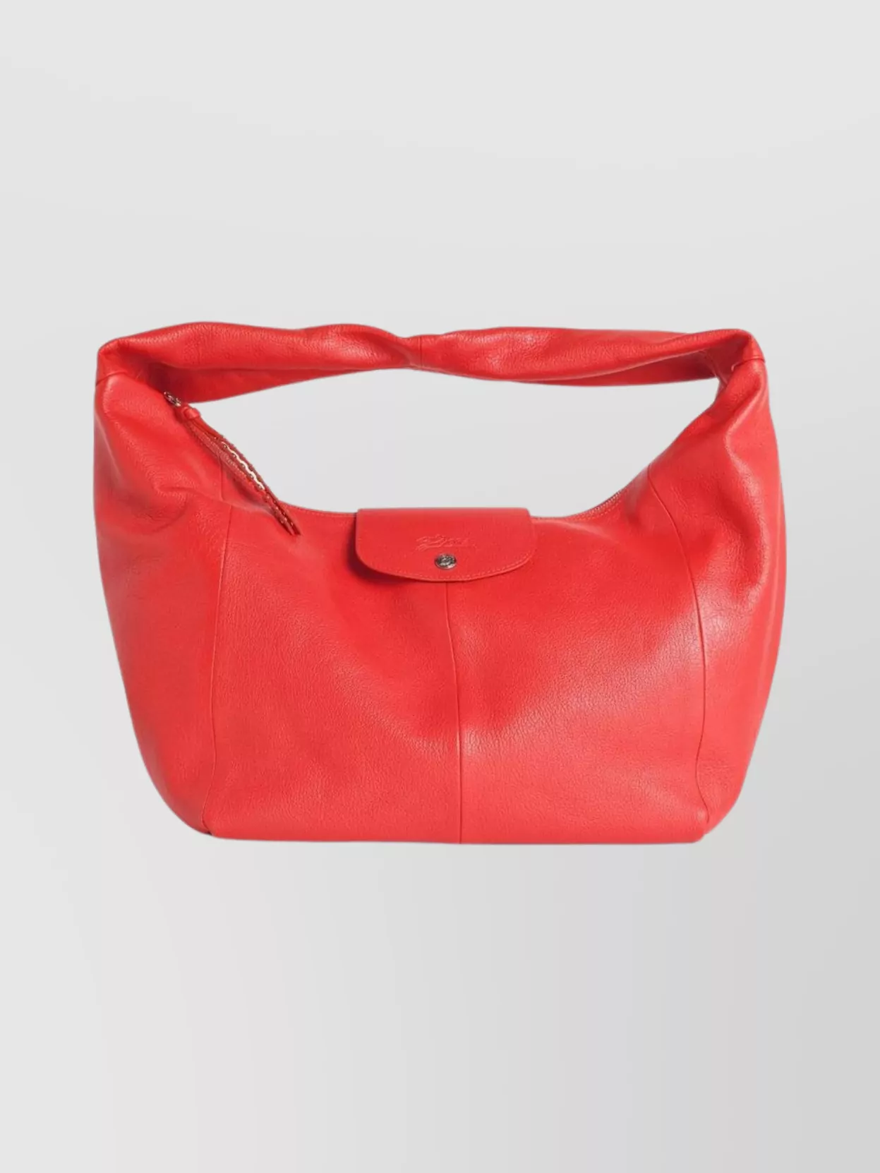 Longchamp Soft Leather Hobo Bag With Top Handle In Red