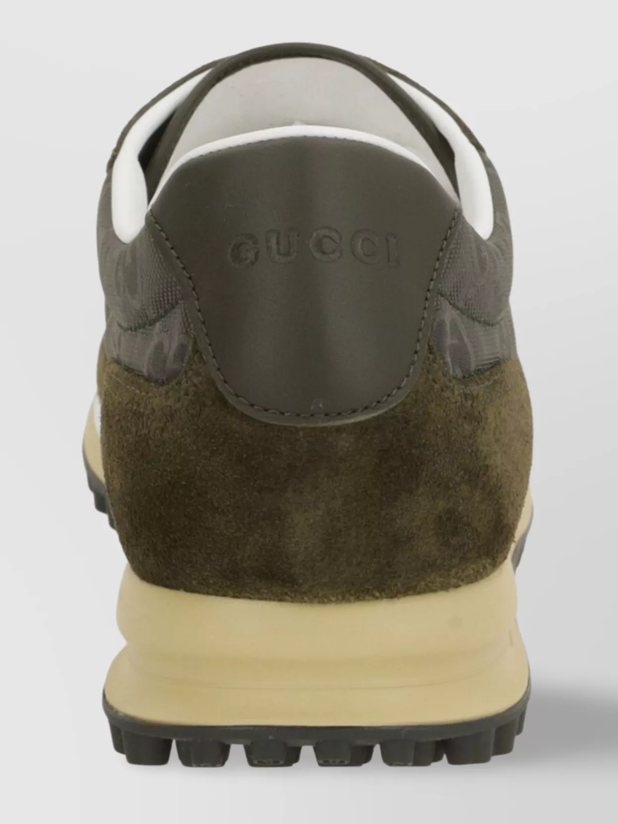 Gucci Round Toe Suede Panels Rubber Sole Sneakers