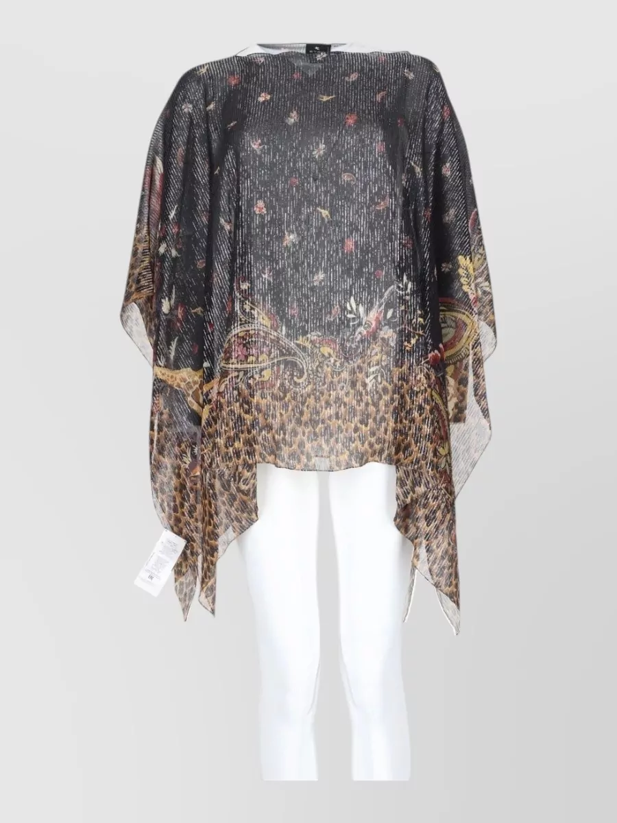 Etro silk printed poncho top