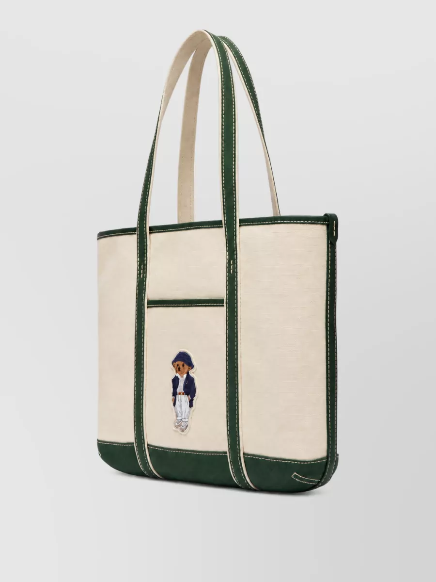 Ralph Lauren Canvas Leather Small Tote Bag