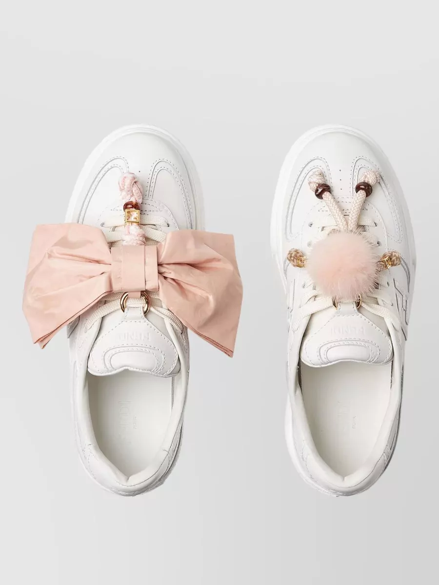 Fendi Platform Sole Sneakers Round Toe Embellished Design