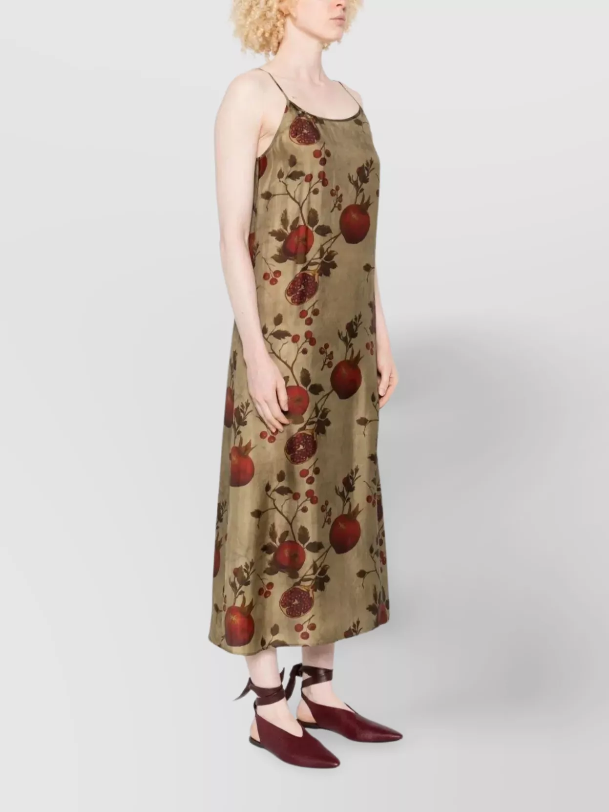 Uma Wang Pomegranate Print Slip Style Midi Dress