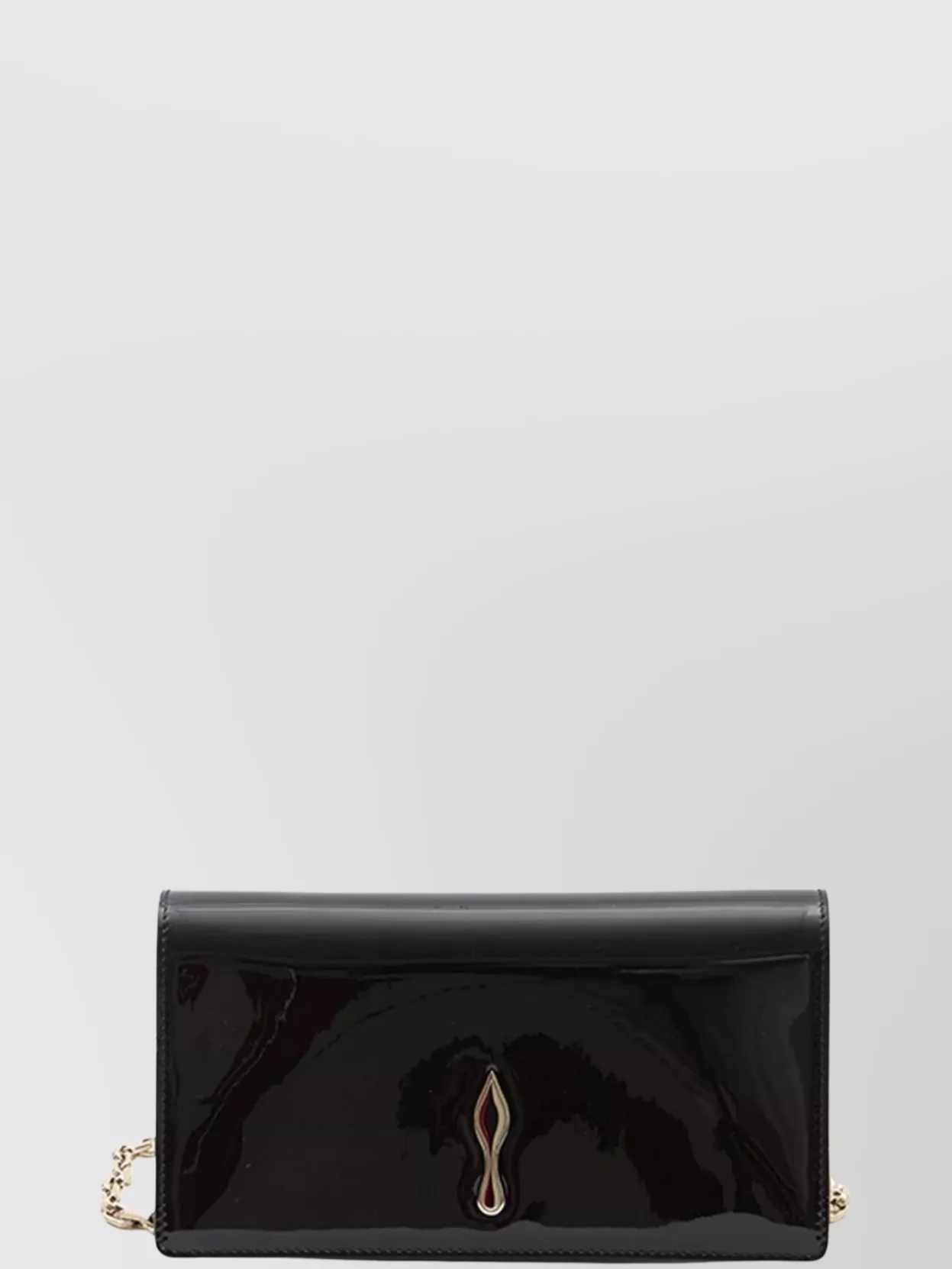 Christian Louboutin Rectangular Patent Clutch Featuring Chain Strap In Black