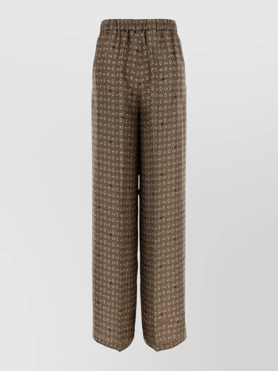 Max Mara Silk Printed Wide-Leg Trousers