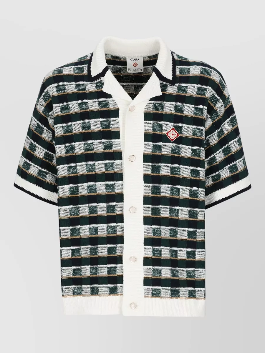 Casablanca checked cotton short-sleeve cardigan