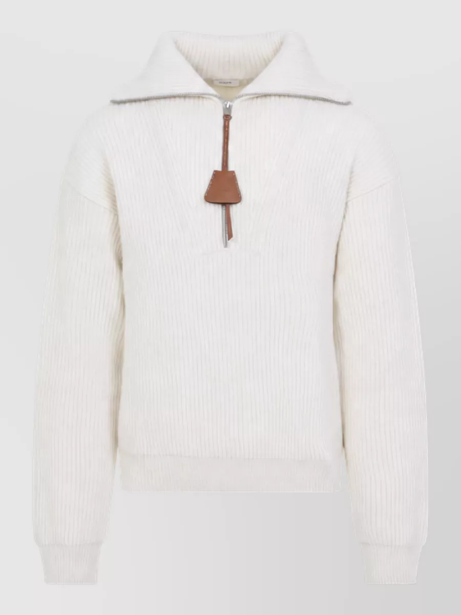 Celine cashmere wool ribbed high-collar zip sweater