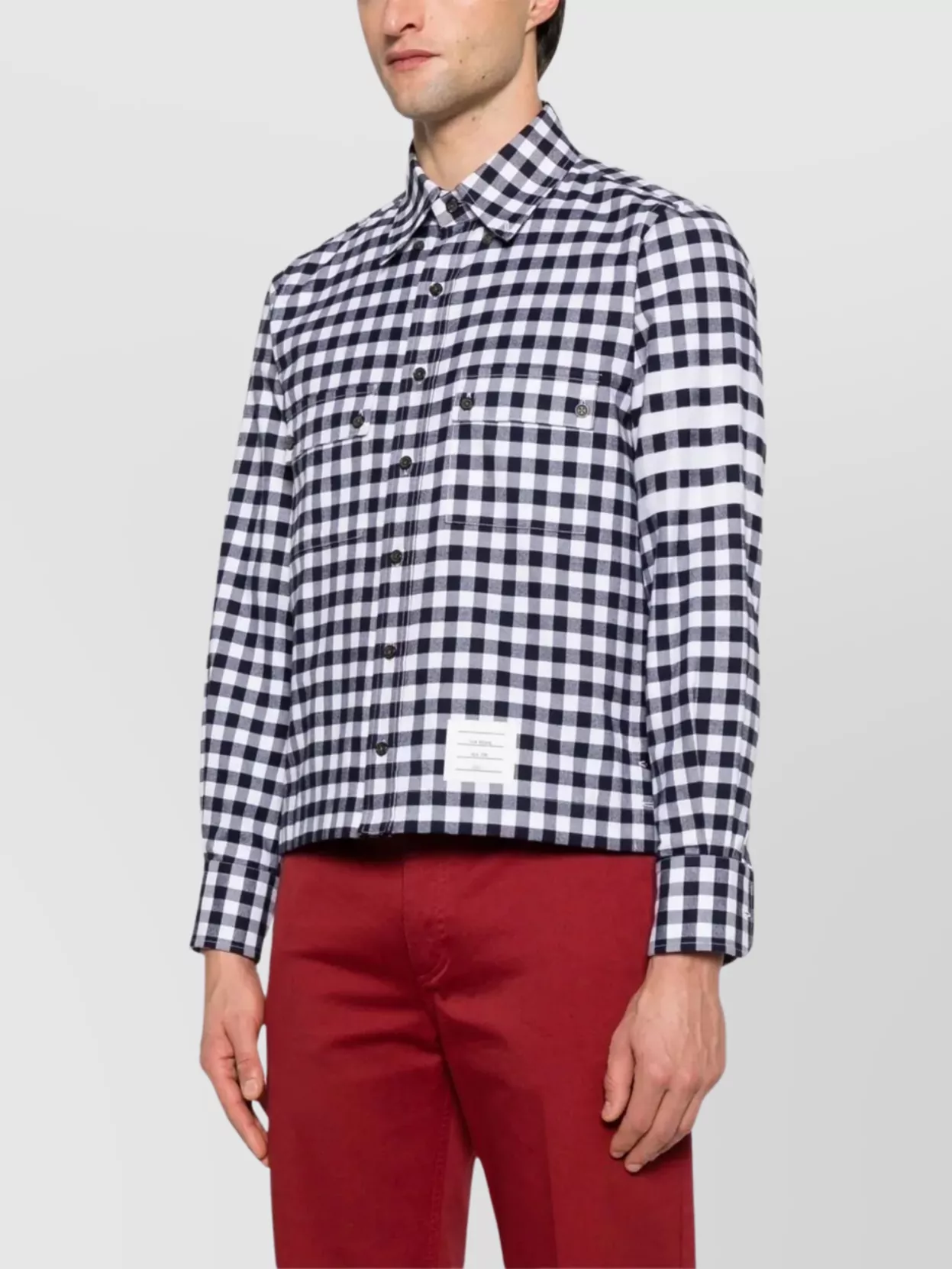 Thom Browne Gingham Check Flannel Shirt Pocket