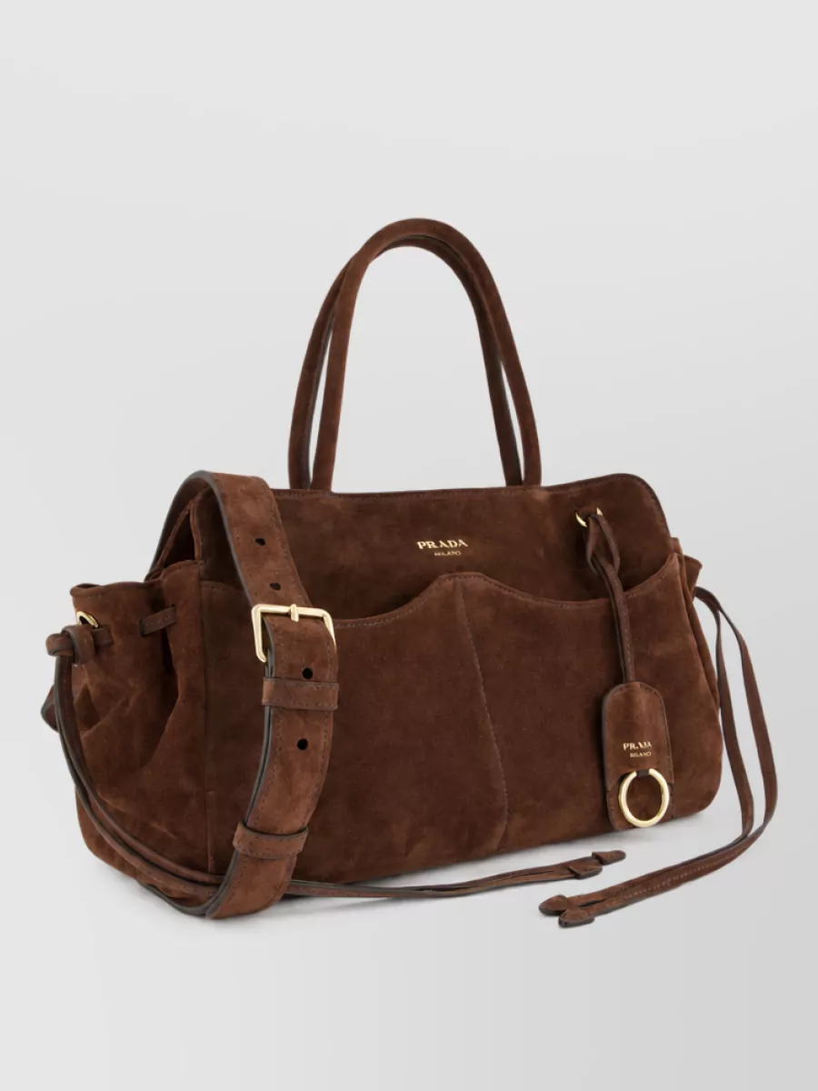 Prada allusion large leather tote bag