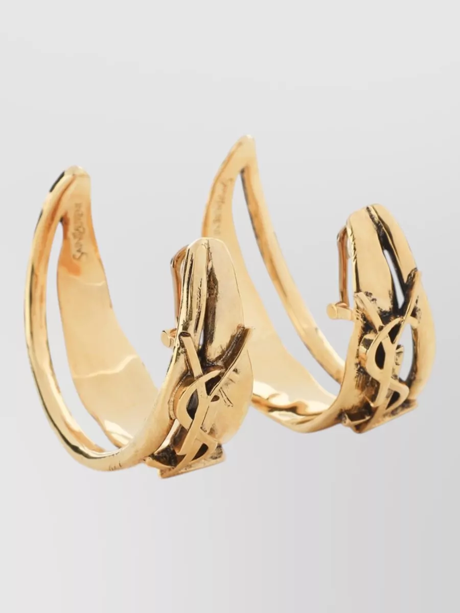 Saint Laurent Sculptural Cassandre Hoop Charm Earrings