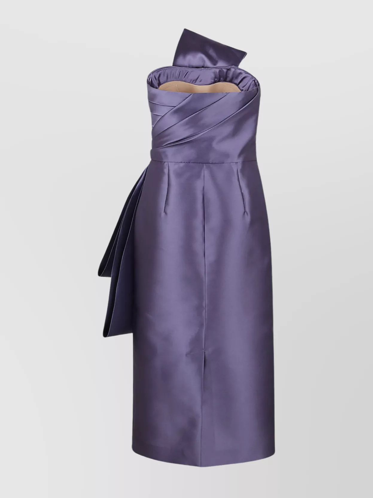 Shop Alberta Ferretti Mikado Sculpted Waist Midi Dress In Purple