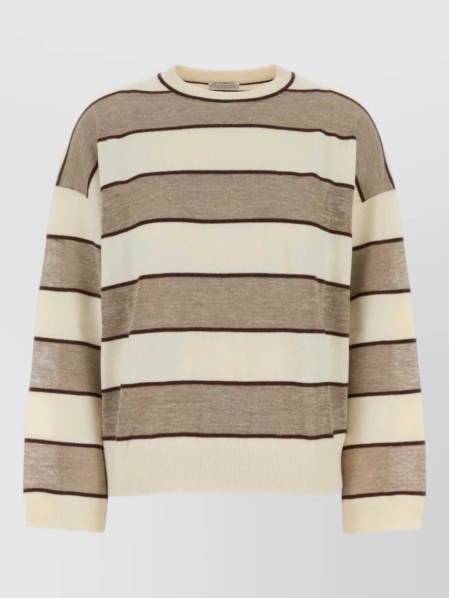 Brunello Cucinelli Cashmere Striped Long-Sleeve Jumper