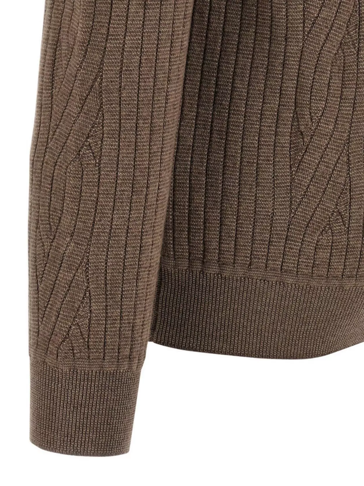 Brioni Ribbed And Braid Sweater Sweaters And Cardigans Brown In Brown