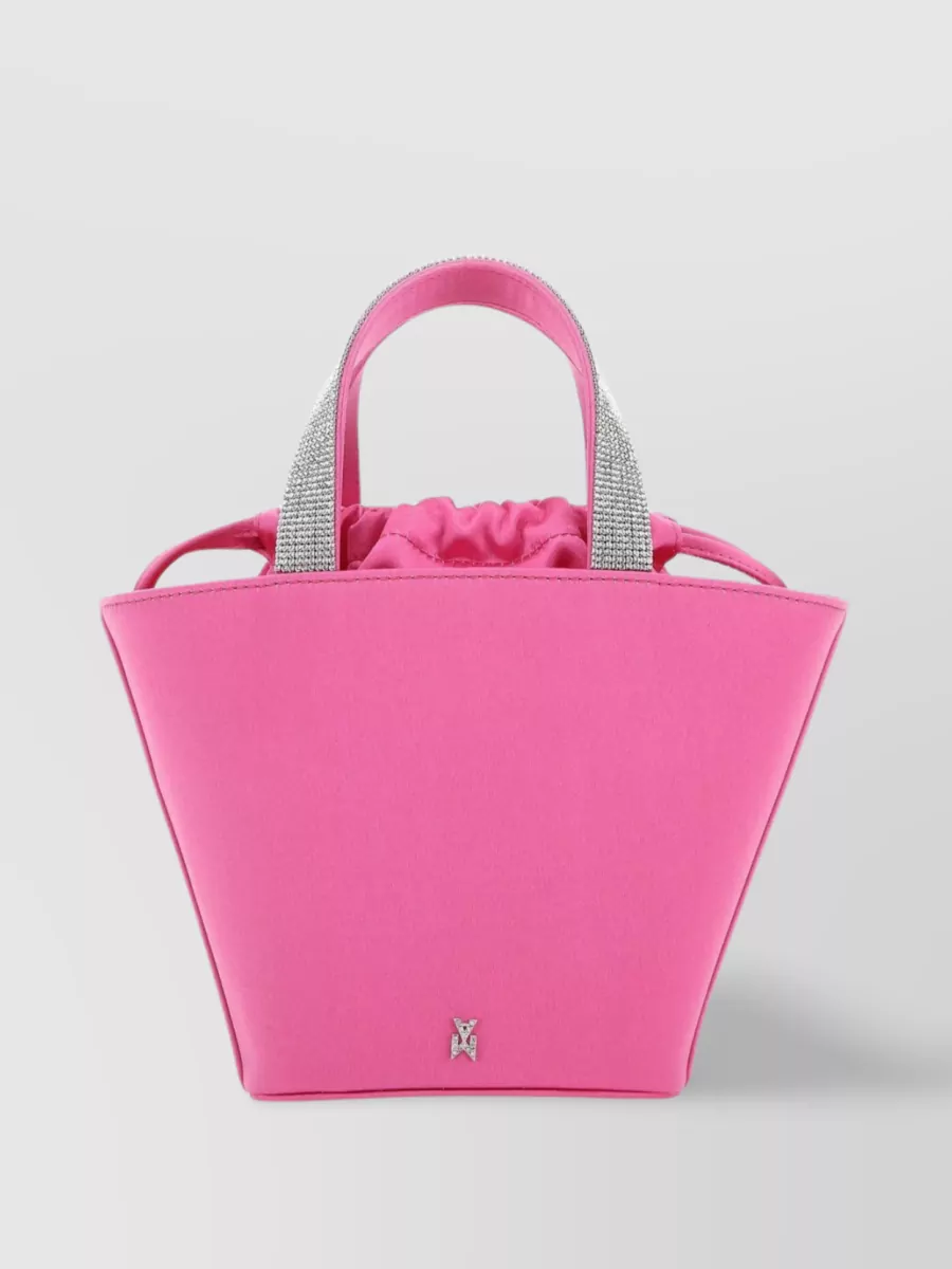 Shop Amina Muaddi Satin Rih Shoulder Bag In Pink