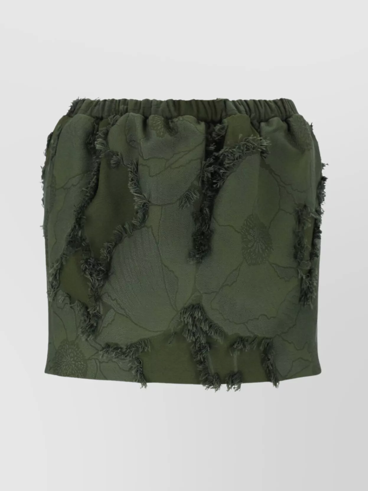 Gucci Mini Forest Green Skirt In Floral Jacquard In Green