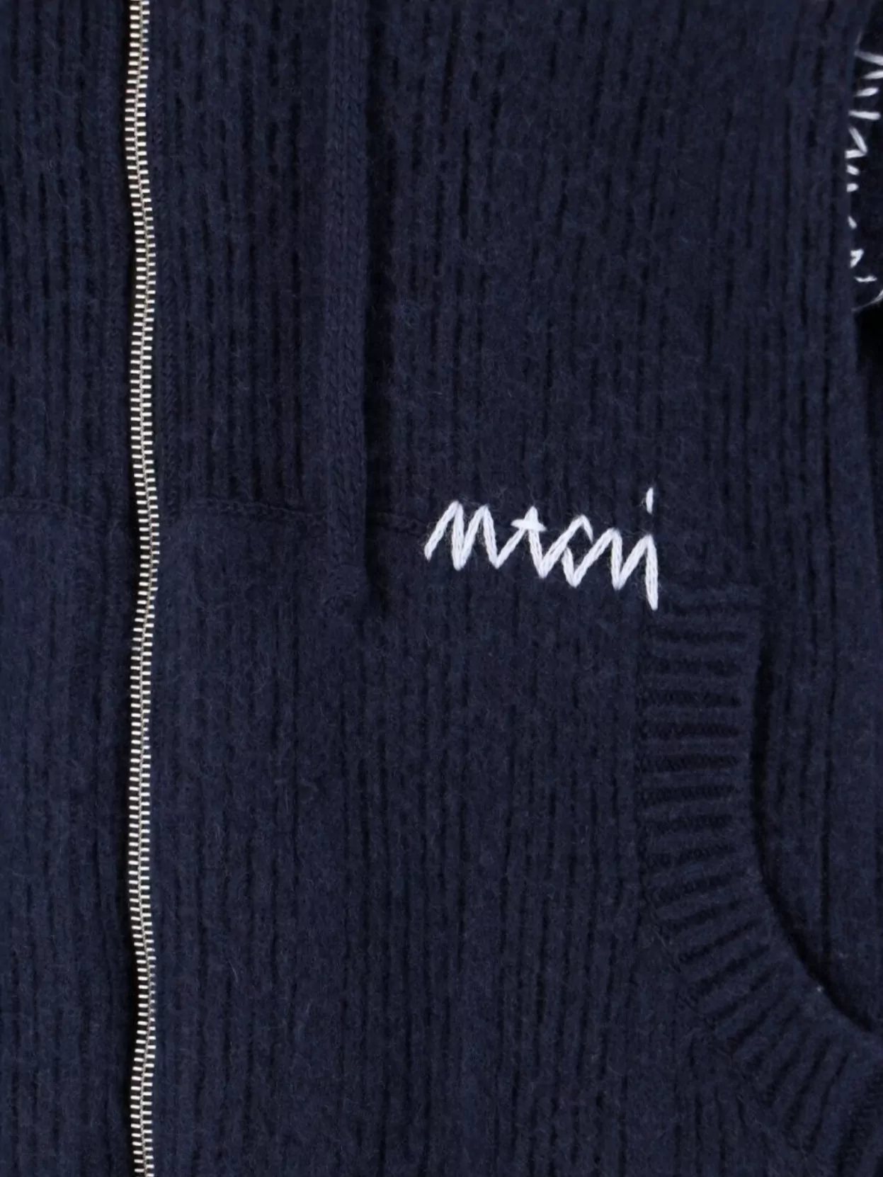 Marni Hooded Sweatshirt With Embroidered Detail And Ribbed Texture