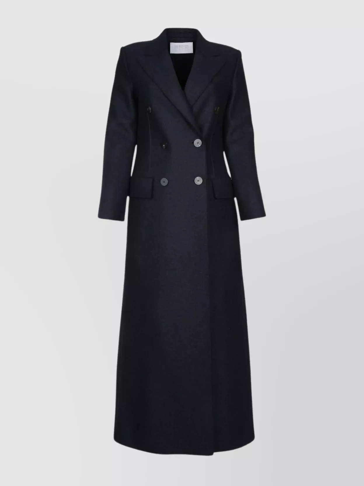 Harris Wharf London Women Long Double Breasted Tailored Coat Pressed W In Black