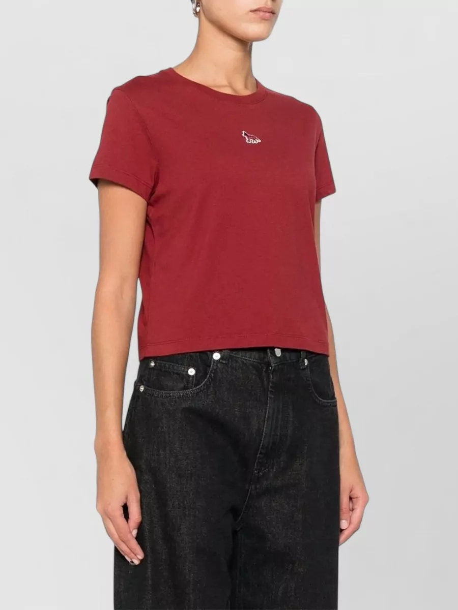 Maison Kitsuné Logo Cotton Crew Neck Cropped T-Shirt