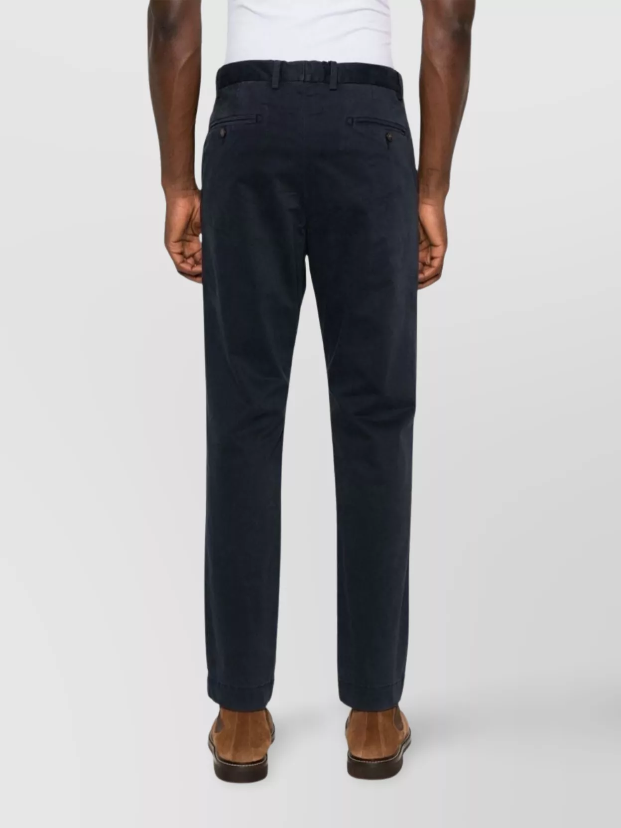 Ralph Lauren Straight Cotton Blend Trousers With Belt Loops