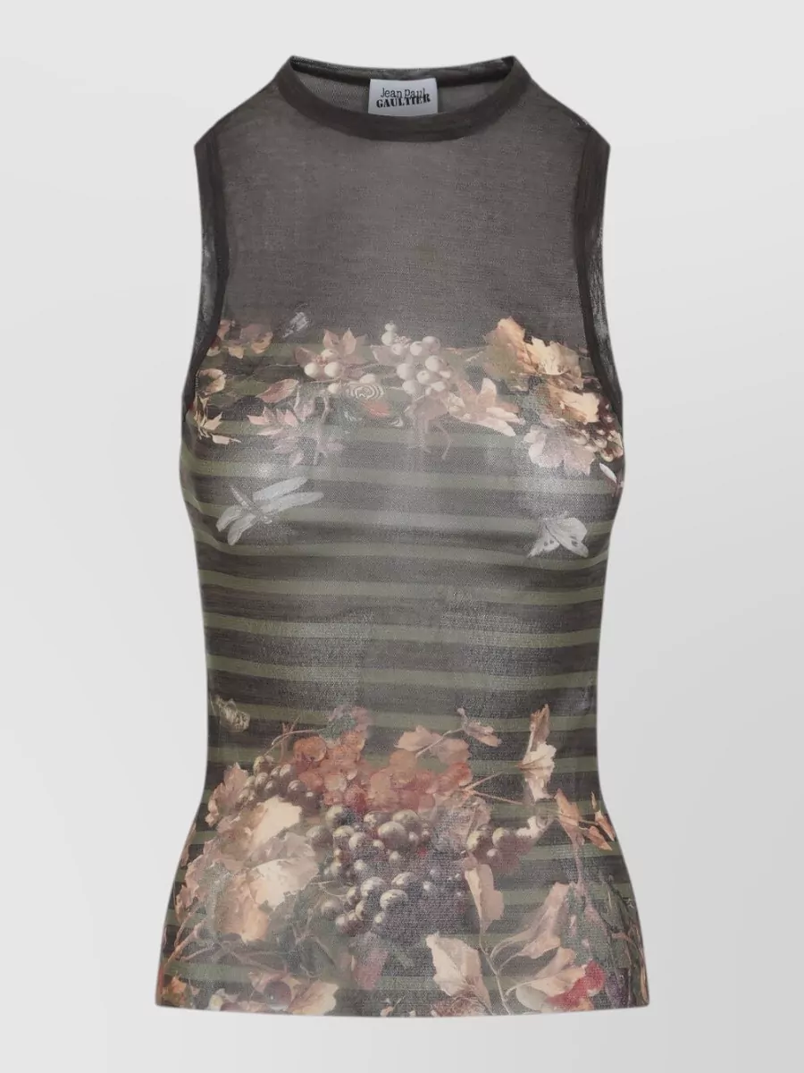 Jean Paul Gaultier Striped mesh sleeveless tank top | The Fashion
