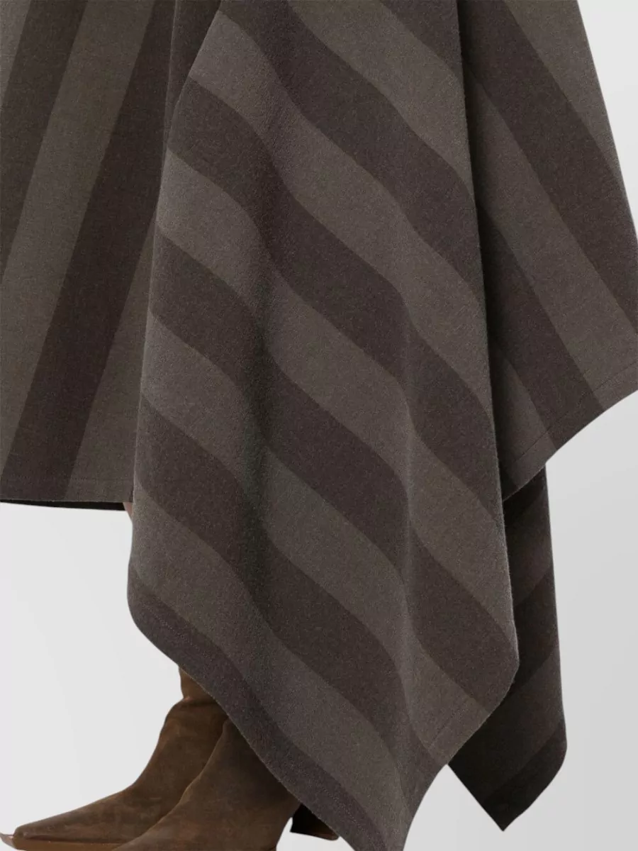 Uma Wang Long Dress Asymmetric Hem V Back Stripes