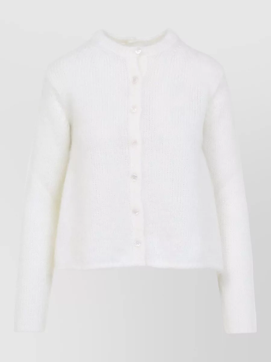 Loewe crew neck cardigan straight fit textured knit ribbed