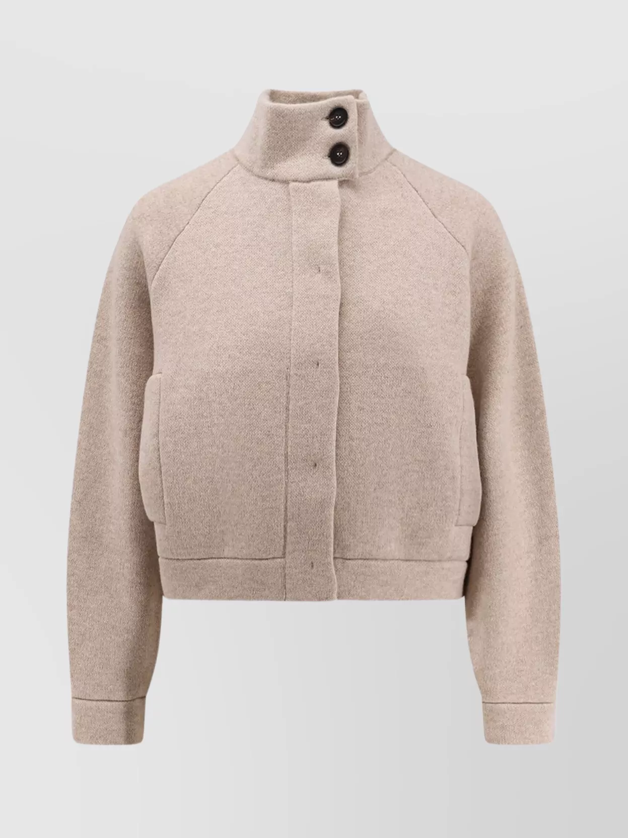 Brunello Cucinelli Cashmere Cardigan With High Collar And Pockets In Pink