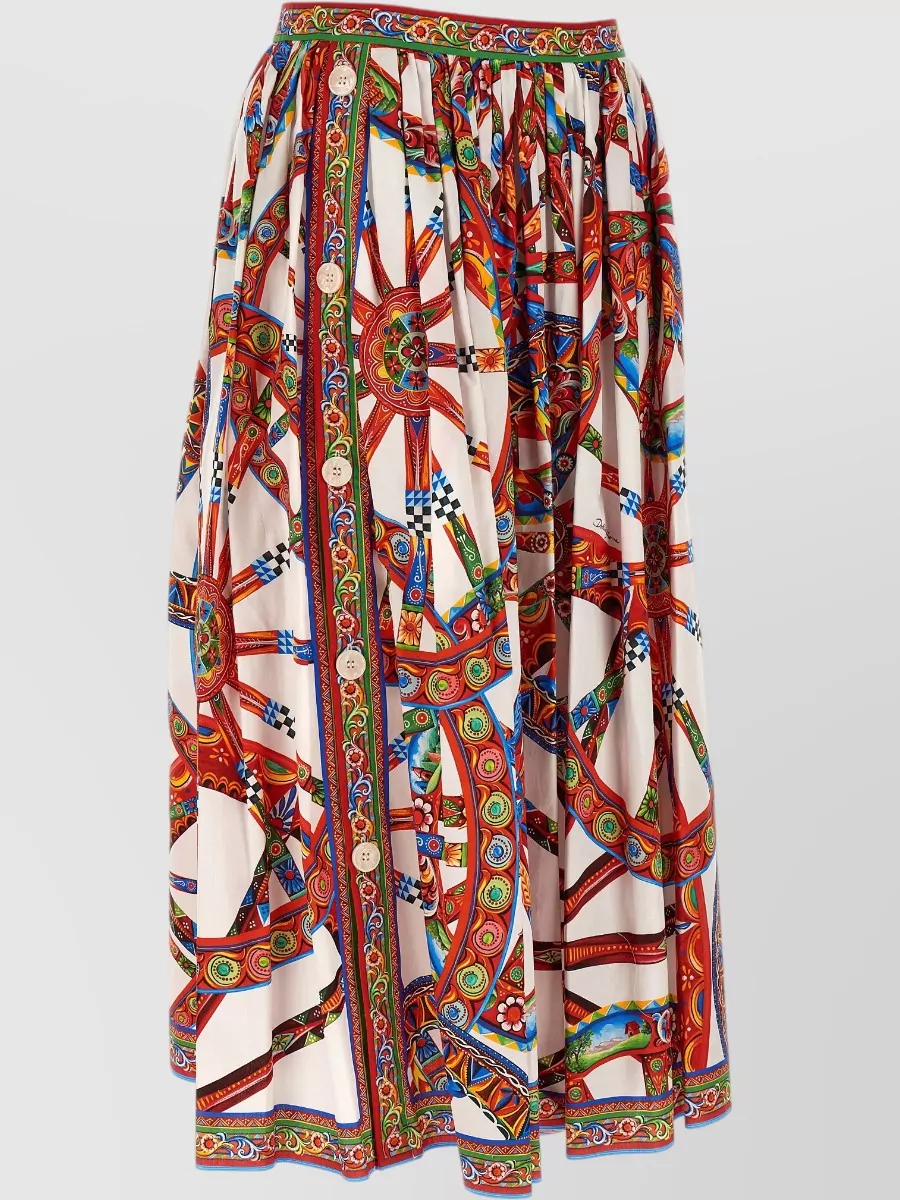 Dolce&Gabbana Printed Pleated Midi Skirt