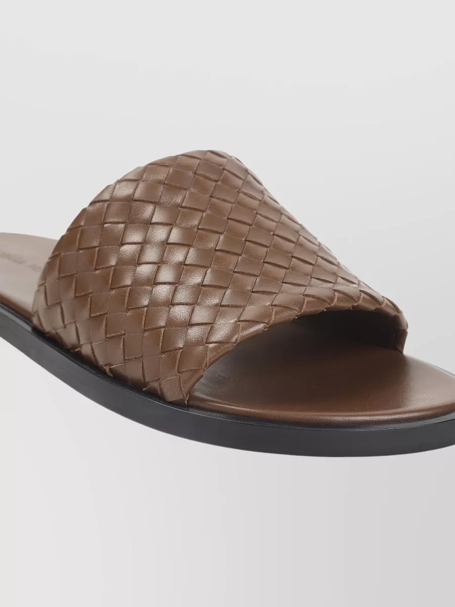 Bottega Veneta Leather Intrecciato Slides