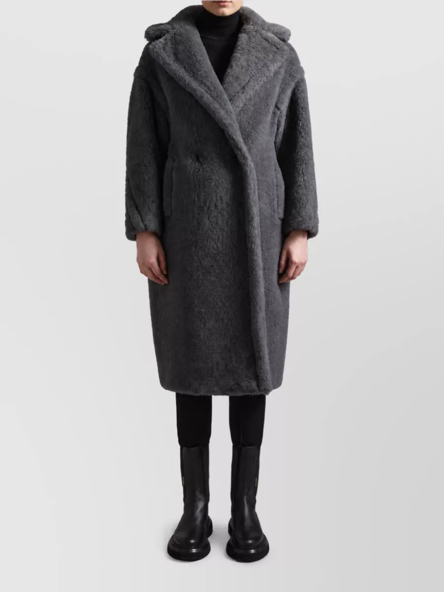 Max Mara Silk Blend Oversized Double-Breasted Faux Fur Coat