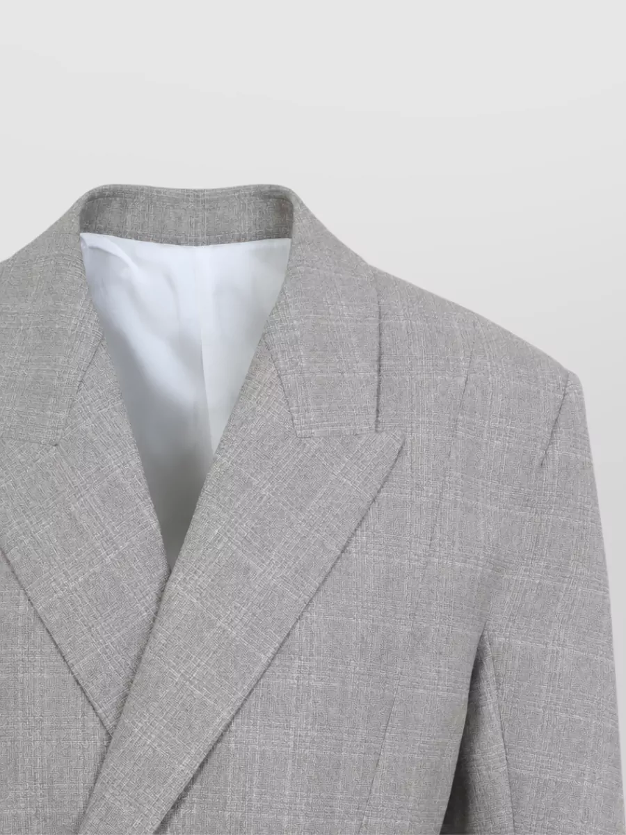 Bottega Veneta Cotton Checked Double-Breasted Suit Jacket