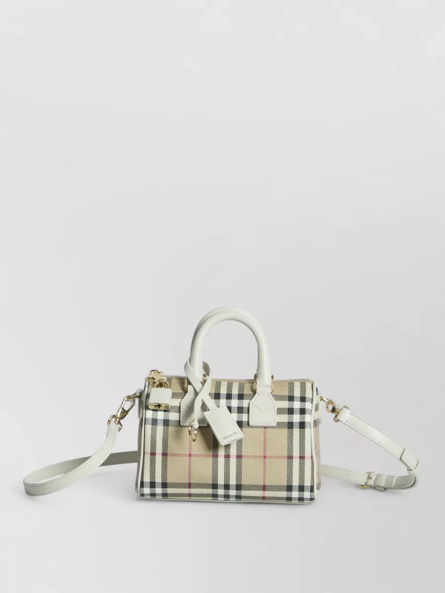 Burberry Mini Bowling Mini Coated Canvas Check Cross-Body Bag