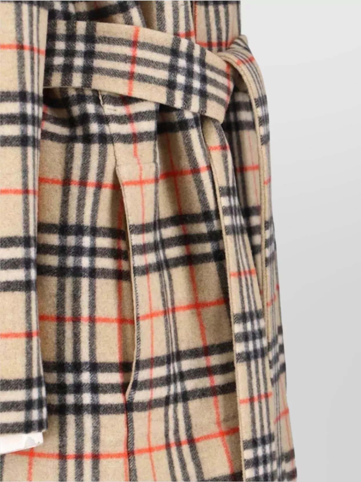 Burberry Waist Belted Check Pattern Long Jacket