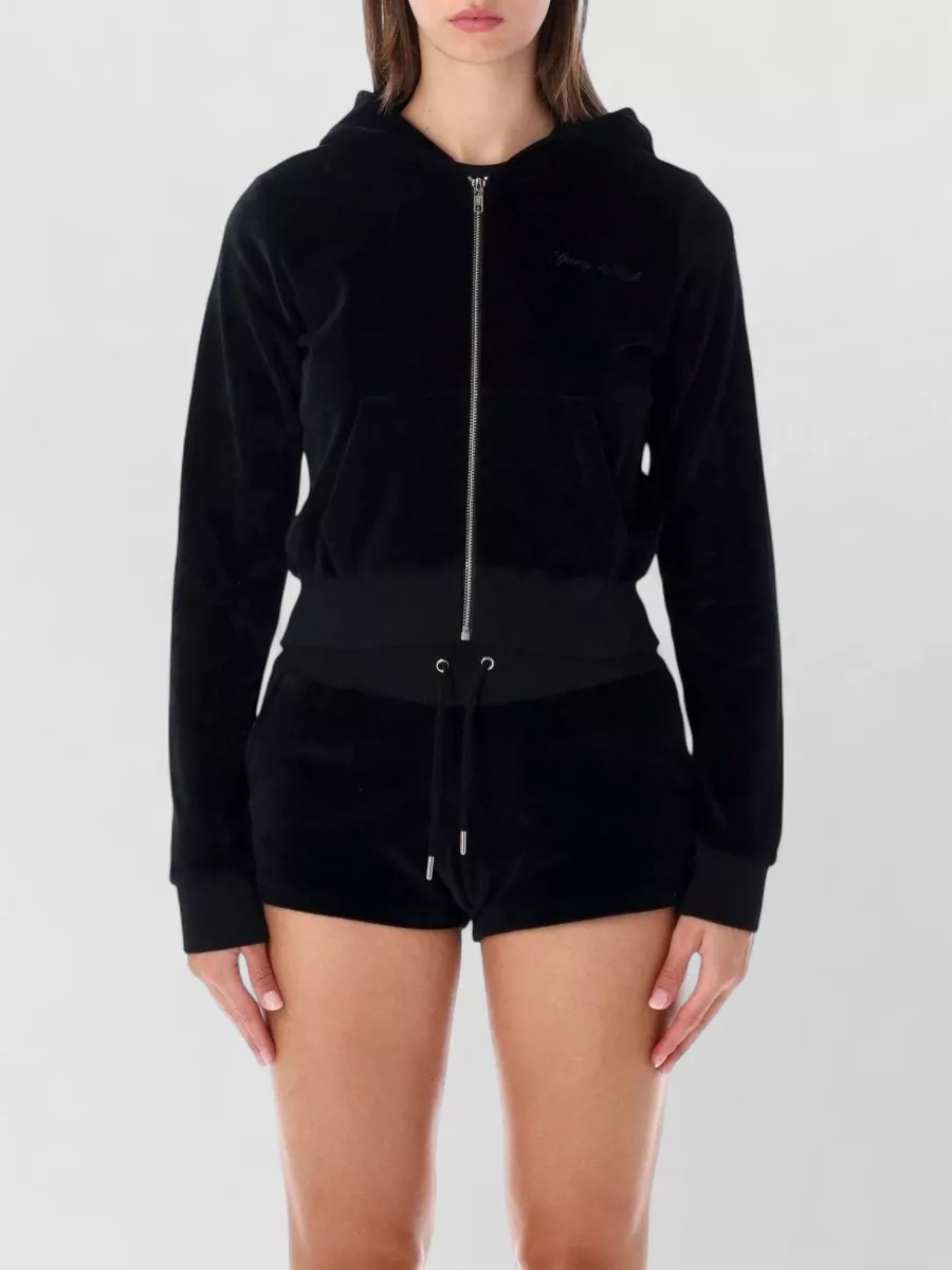 Sporty & Rich velour crystal-embellished hoodie