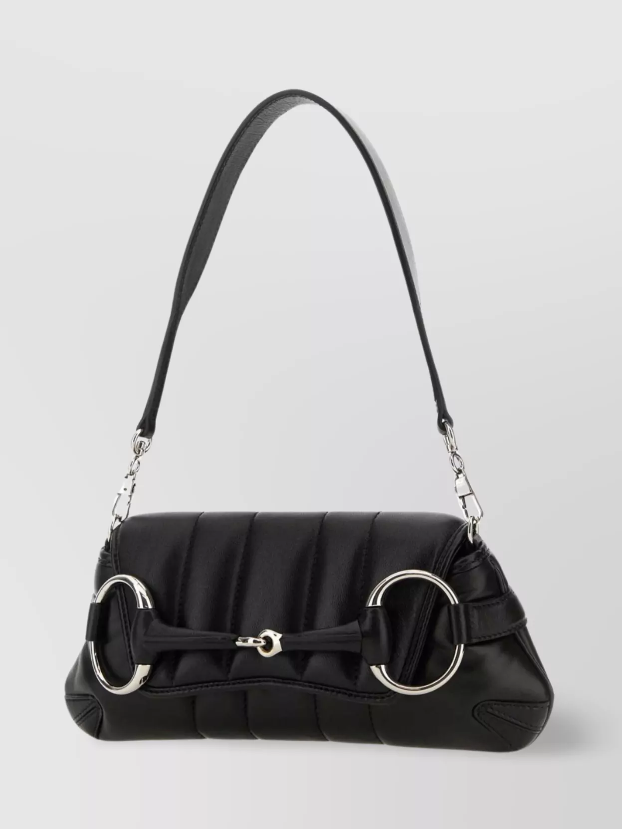 Shop Gucci Small Horsebit Chain Leather Shoulder Bag