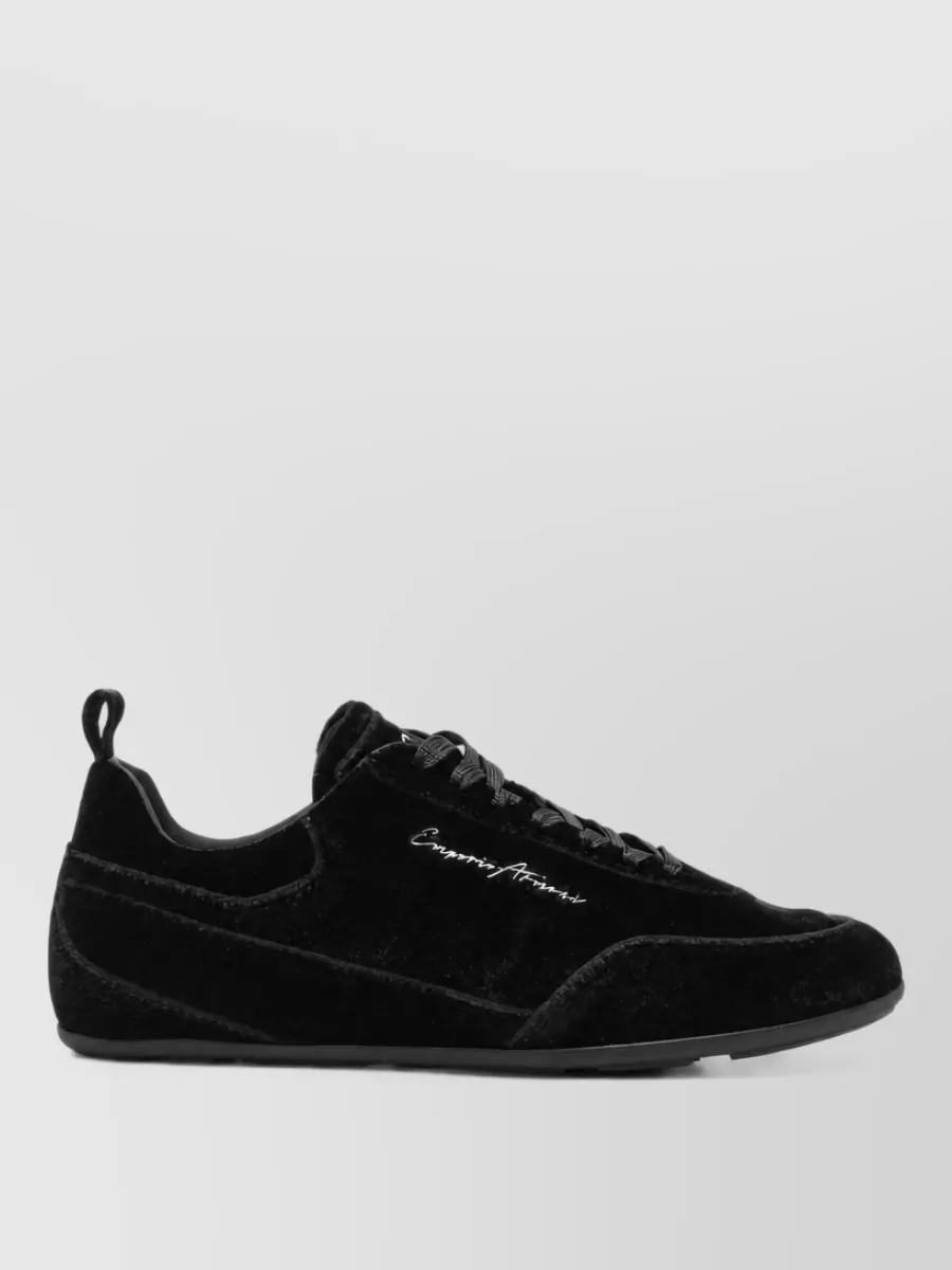 Emporio Armani Velvet Lace-Up Sneakers