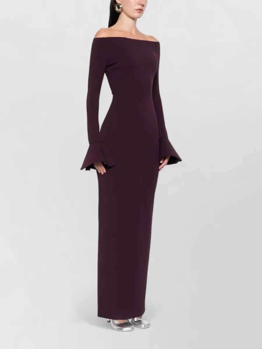 Solace London Off-Shoulder Long-Sleeve Maxi Dress