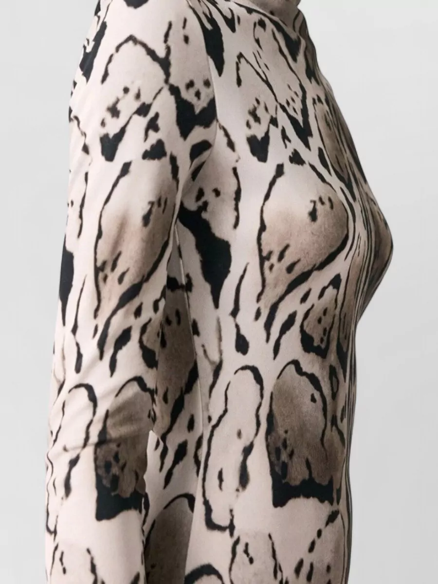 Stella Mccartney Midi Dress With Cape And Leopard Print