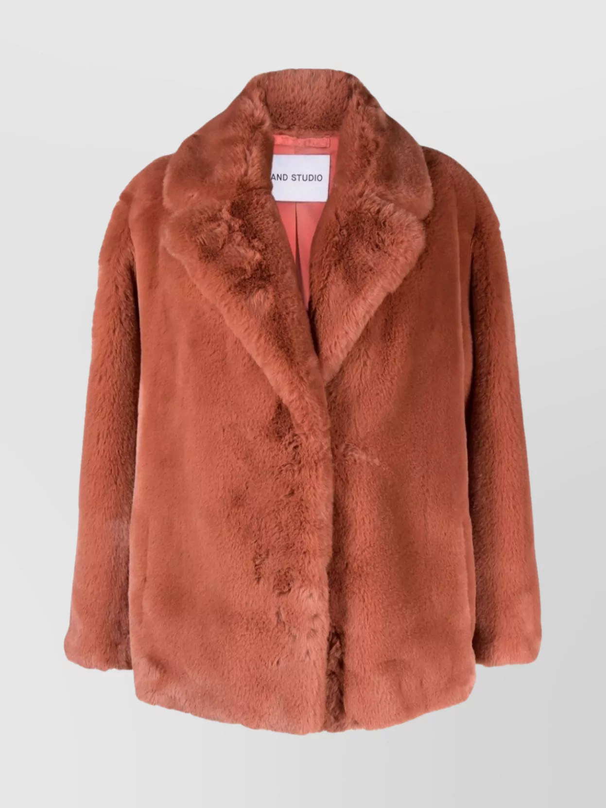 Shop Stand Studio Textured Fur Collar Coat In Red