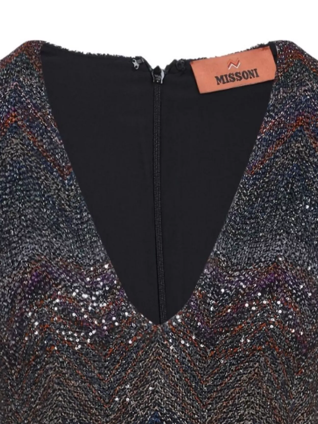 Missoni Zigzag Knit Sequinned Mini Dress In Brown