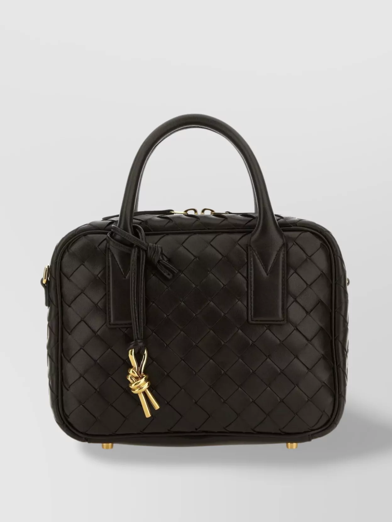 Shop Bottega Veneta Small Nappa Leather Quilted Handbag With Detachable Strap And Metal Knot Accessory