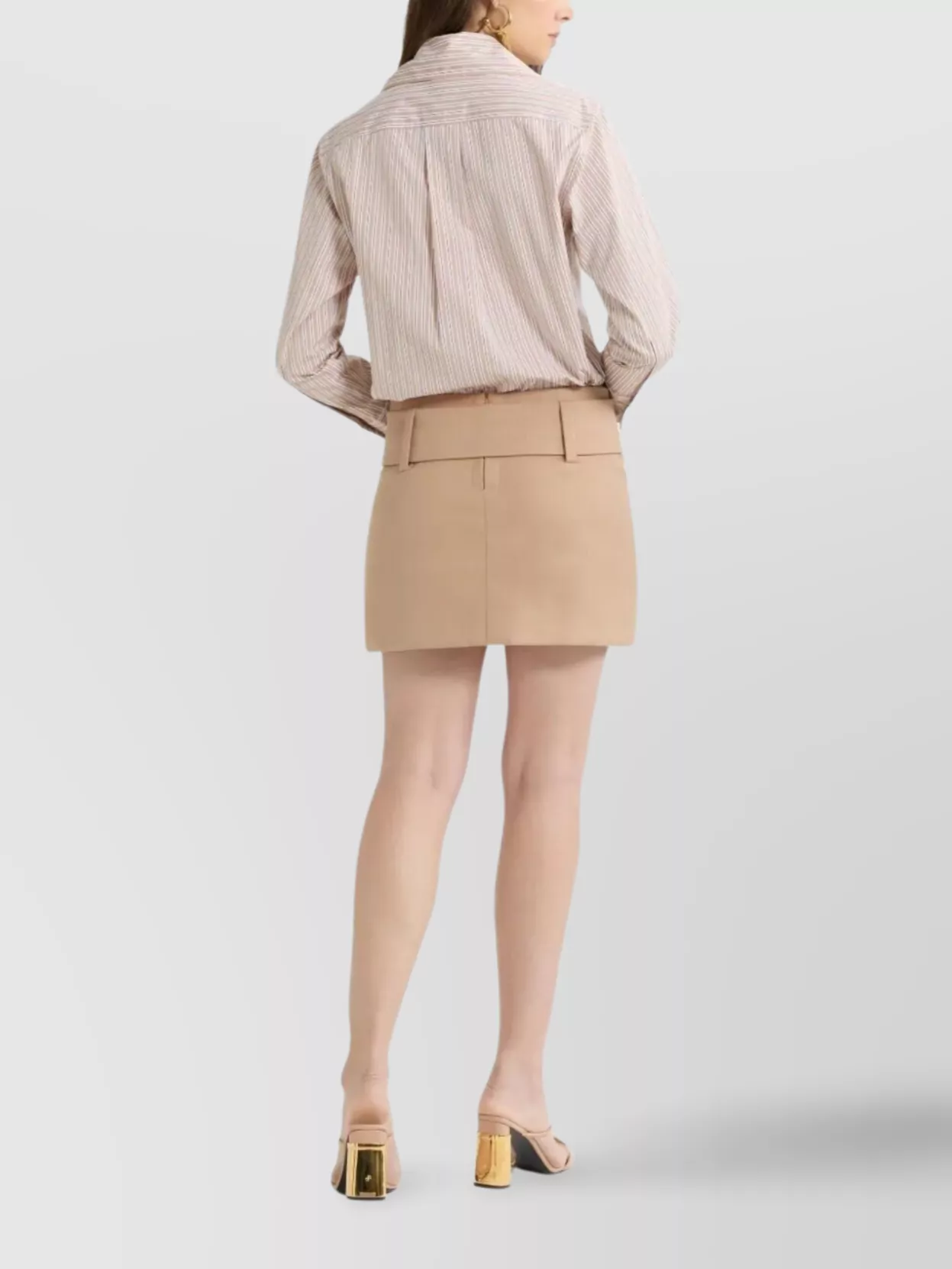 Patou High Waist Buckle Detail Mini Skirt