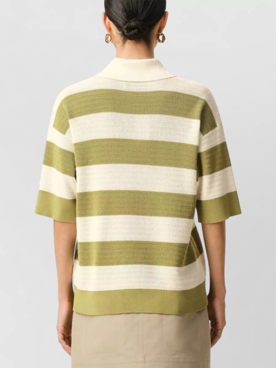 Ami Paris Cotton Striped Short-Sleeve Polo Shirt