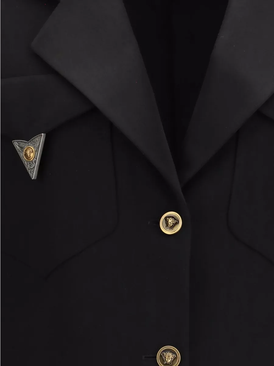 Versace Wool Cropped Single-Breasted Blazer