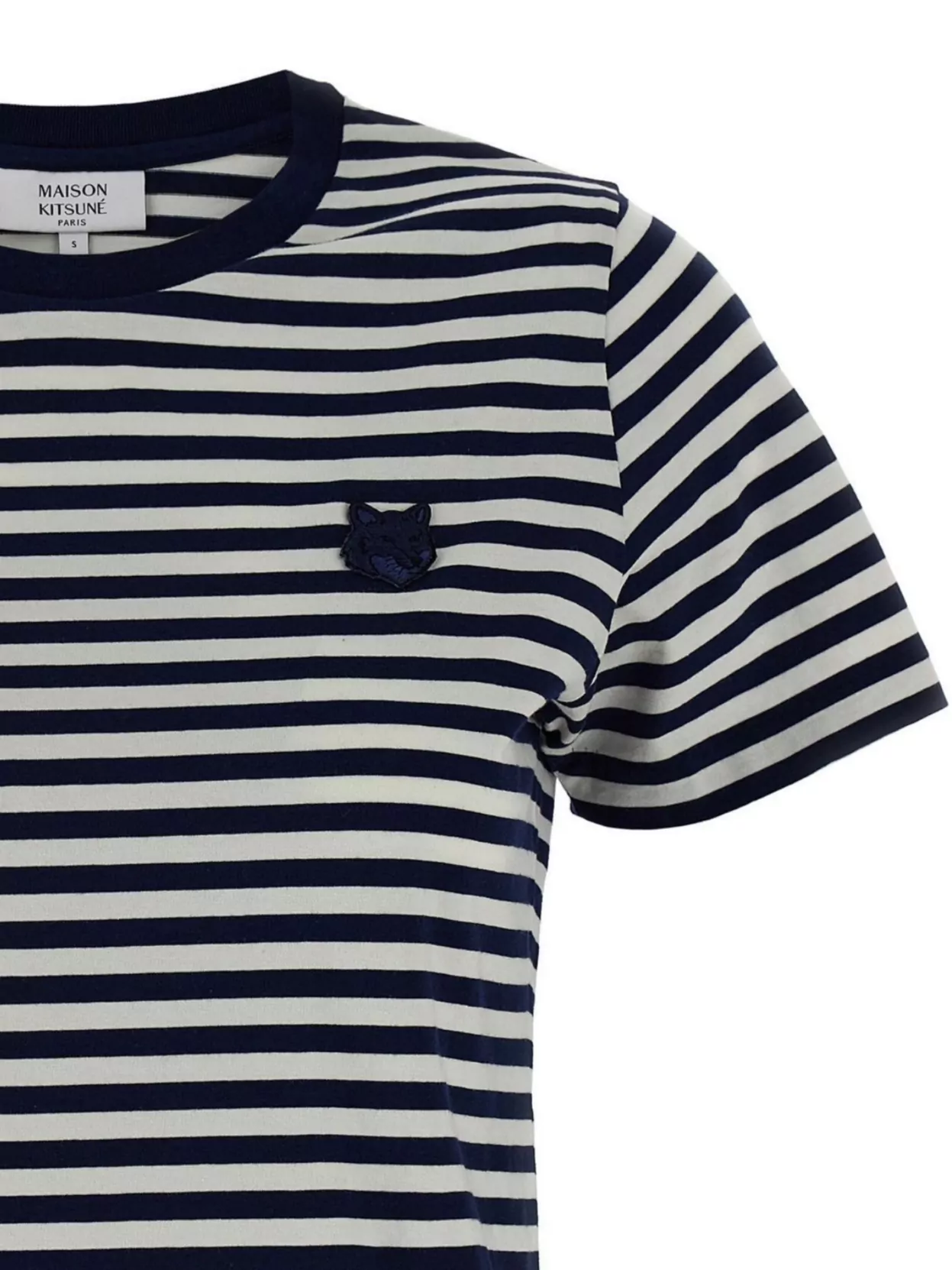 Shop Maison Kitsuné 'striped Fox Head' T-shirt