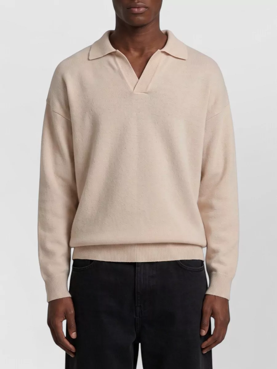 Roberto Collina merino wool ribbed long-sleeve polo shirt