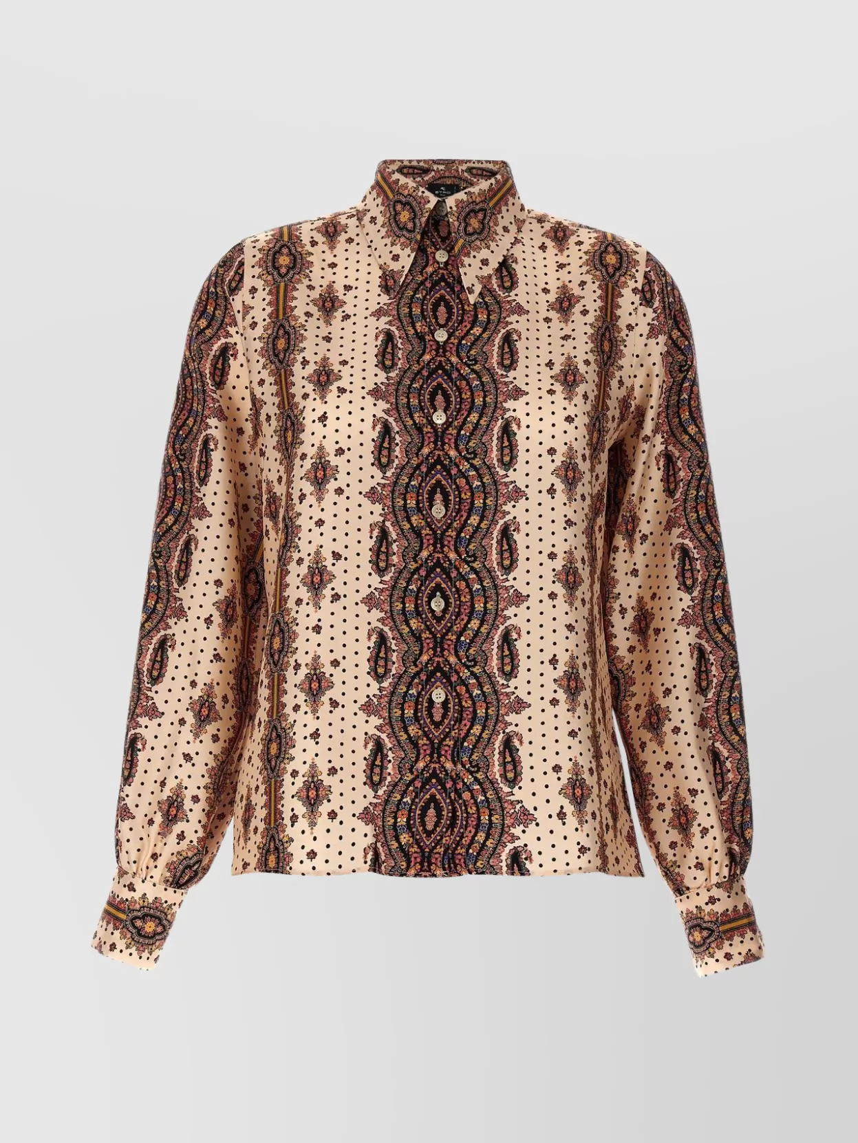Etro Collared Neck Printed Shirt With Long Sleeves In Black